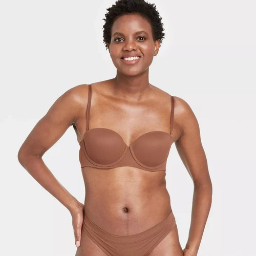 Auden Women's Lightly Lined Strapless Bra - Size 32B Cocoa - Picture 6 of 6