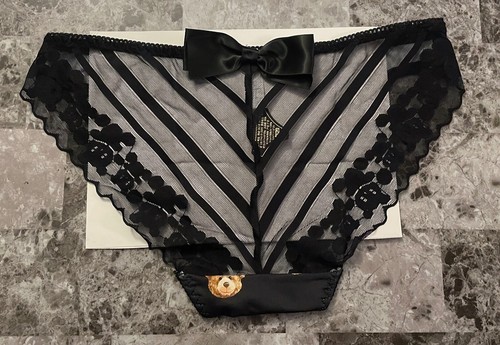 NWT PINK PLAY LARGE SMOOTH TEDDY BEAR BLACK LACE BACK RARE BIKINI PANTIES - Picture 5 of 6