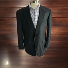 Vtg Brooks Brothers USA Made Men Grey Pinstriped Sports Jacket Sz 46R Suit Coat
