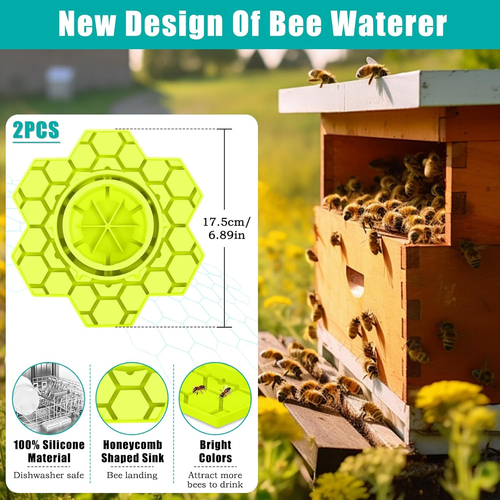 2 Pack Bee Feeder for Mason Jar, Silicone Bee Watering Station, Compatible with - Picture 4 of 7