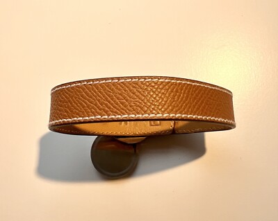 Hermes Clou de Selle Brown Leather Palladium Looping Bracelet | eBay