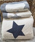 Eddie Bauer Full/ Queen Vintage Quilt Blue And White Cotton Country Flaws Read
