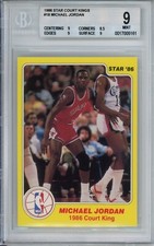 1986 STAR #18 COURT KINGS MICHAEL JORDAN BGS 9 MINT ROOKIE CARD CENTERED NICER