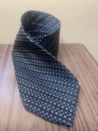Bruno Piattelli Mens Neck Tie 100% Silk Black Gold Geometric Keeper Loop - Picture 3 of 21