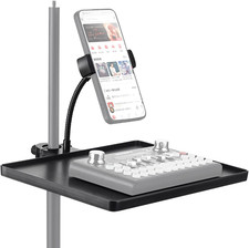 Phone holder Microphone Stand Tray, Clamp-On Rack Tray,Cell Phone Stand for Musi