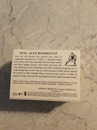 Alex Rodriguez New York yankees ff10 2007 topps flashback Friday’s - Picture 2 of 2