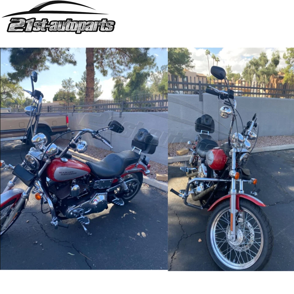 Espejos retrovisores negros brillantes corte borde motocicleta crucero para Harley Davidson Street Glide Foto 3 de 4