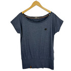 Naketano T-Shirt Womens XL Marine Blue Round Neck Top Short Sleeve Pullover