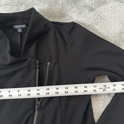 Eileen Fisher Petite Small Black Tencel Moto Jacket PS *Flaw Stretch - Bild 4 von 7