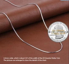 925 Sterling Silver Hypoallergenic Italian 0.9mm Very Thin Snake Chain Necklace