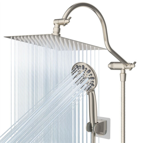 All Metal High Pressure Shower Faucet Set Rainfall Shower Head Combo Kit System - Picture 47 of 91