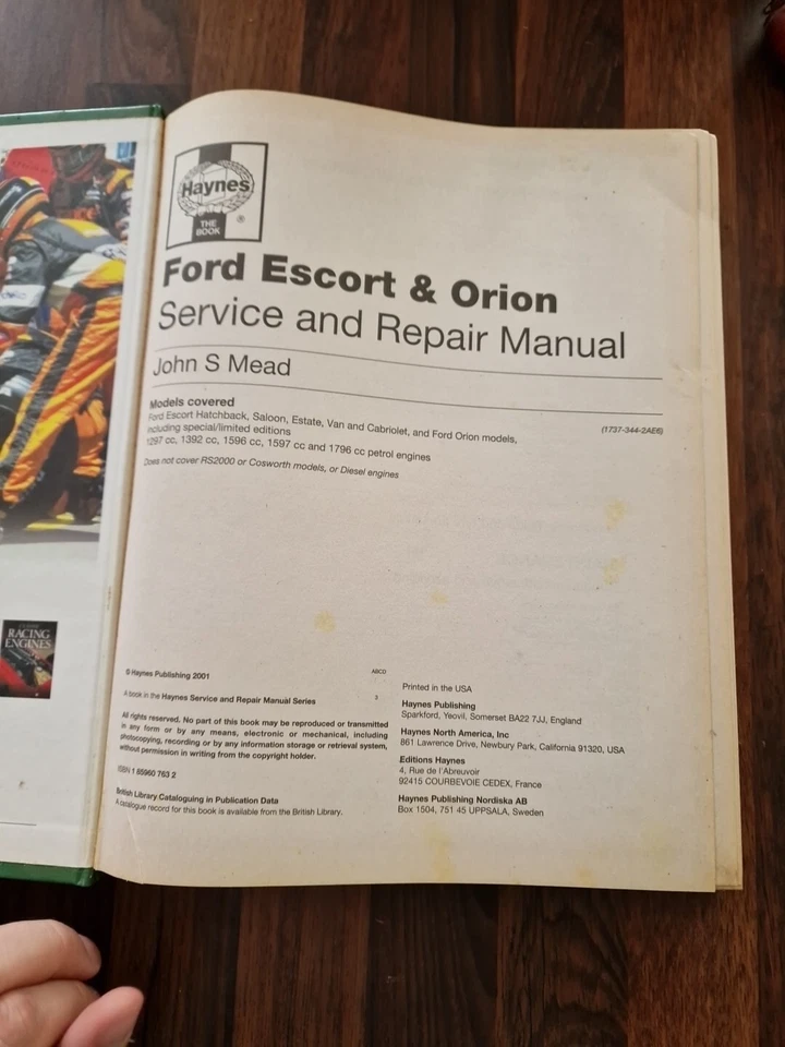 HAYNES FORD ESCORT & ORION - SERVICE AND REPAIR MANUAL (SEPT 1990 - 2000) - Image 2 of 4