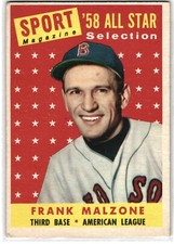1958 Topps Baseball Frank Malzone All Star Selection Boston Red Sox #481