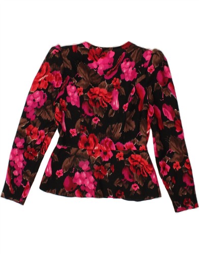 FIORELLA RUBINO Womens 5 Button Blazer Jacket UK 14 Large Pink Floral Wool PM08 - Picture 2 of 4