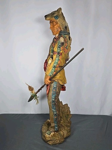 Native American Statue Indian Chief Warrior Figurine Large 24 Inches Tall - Picture 7 of 16