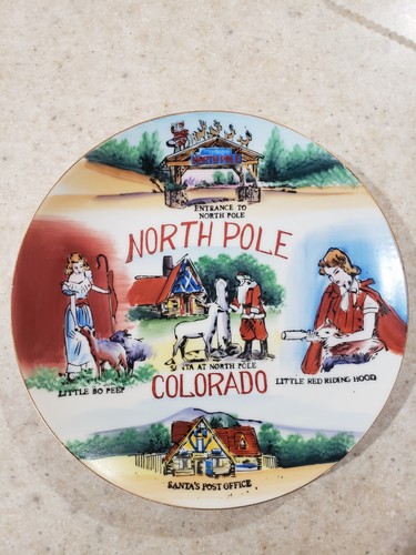 Vintage North Pole Plate Santa At The North Pole Colorado Porcelain 1960's Rare - Picture 9 of 9