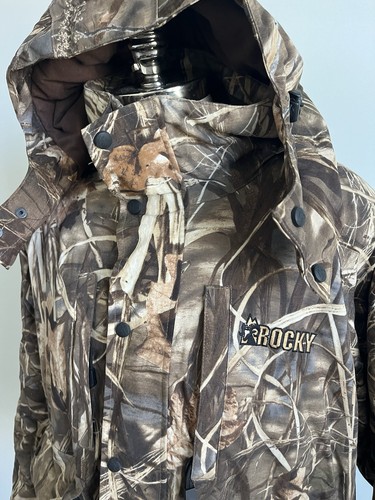 Rocky Camo Hunting Coat Hooded Mens 2XL XXl Insualted Advantage Max FullZip Warm - Picture 2 of 6