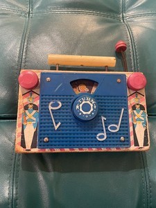 1962 Fisher Price Vintage Jack & Jill TV Radio Wood Wind-Up Toy! WORKS! Rare!