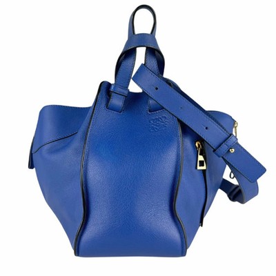 Loewe Hammock Leather Shoulder Bag Blue Gold