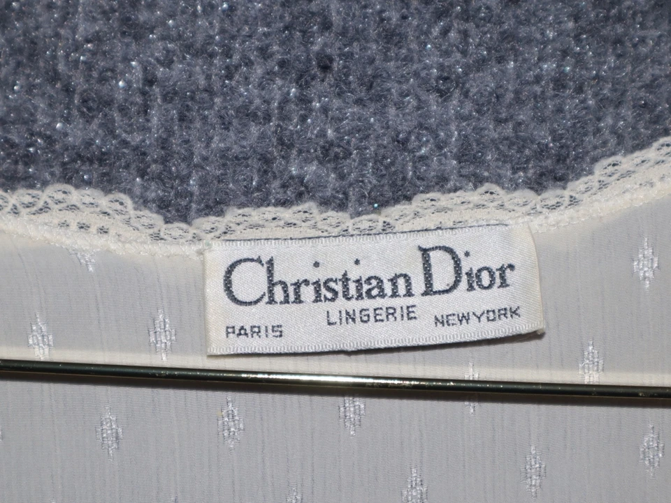 Vintage Christian Dior Nightgown Women Medium Beige Sheer Lace Detail VTG EUC - Image 2 of 3