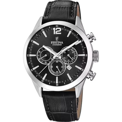 Montre chronographe Festina Timeless F205425 pour homme, bracelet noir, 43,5 mm - Photo 1/3