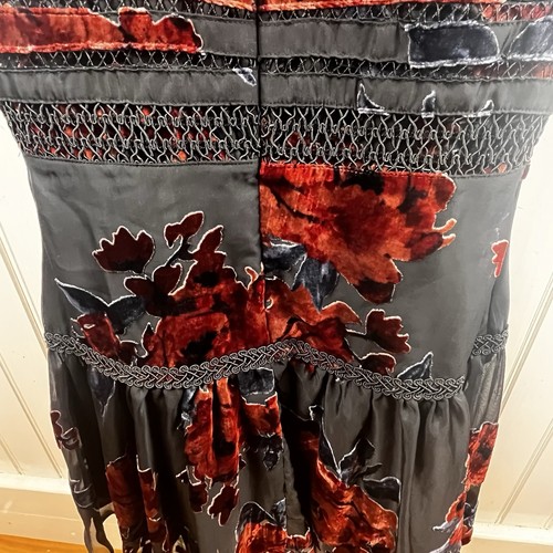 Dark Romantic Sz XS Burnout Velvet Floral Black Red Cocktail Dress Gianni Bini - Picture 15 of 19