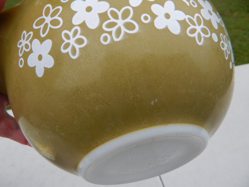 PYREX COMPLETE NEST OF 4 GREEN CRAZY DAISY CINDERELLA MIXING BOWLS - Picture 22 of 24