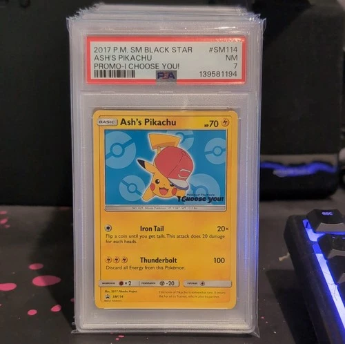 Pokémon SM Black Star Promo Ash's Pikachu SM114 2017 English PSA 7