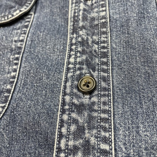 Lands End Denim Shirt Mens XL Cotton Classic Retro Cowboy Outdoor Blue - Picture 13 of 14