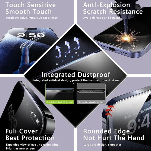 Klar Panzerfolie Glas Für iPhone 17 16 15 14 13 12 11 Pro Max XR + Anbringhilfe - Picture 2 of 6