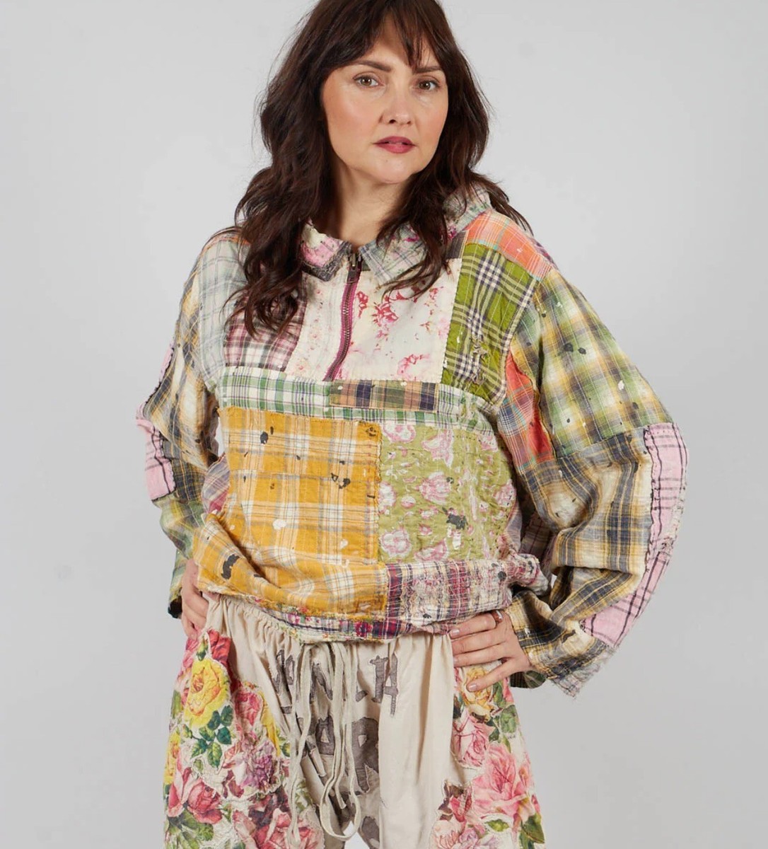 Magnolia Pearl Asher Patchwork Pullover Rabbit Applique Madras