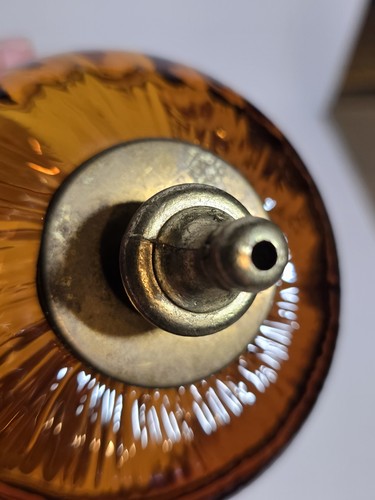 Amber Optic Swirl Glass Mid Century Hanging Swag Light Lamp Fixture - Picture 12 of 16
