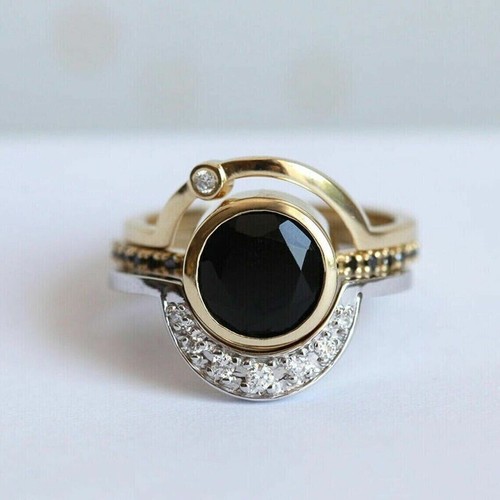 3 Ct Round Cut Lab Created Diamond Women's Cocktail Ring 14K Yellow Gold Plated - Picture 4 of 4