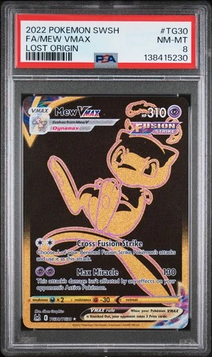 2022 POKEMON SWORD & SHIELD LOST ORIGIN #TG30 FULL ART/MEW VMAX PSA 8