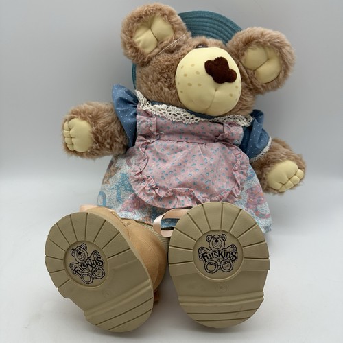 Vintage Hattie 1985 Furskins Bear Xavier Roberts Flour Sack Dress and Diaper 23” - Picture 2 of 9