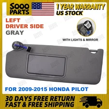 Left Driver Side Gray Sun Visor w/ Light For 2009-2015 Honda Pilot 83280SZAA01ZA