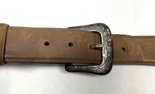 Cintura Larry Mahan nera western in pelle conchiglie argento taglia 42 - Foto 7 di 7