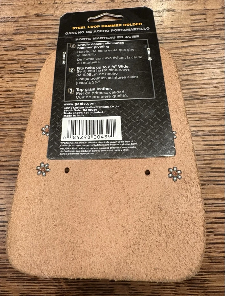 Custom LeatherCraft #439 - Steel Loop Top Grain Leather Belt Hammer Holder, NEW - Image 3 of 4