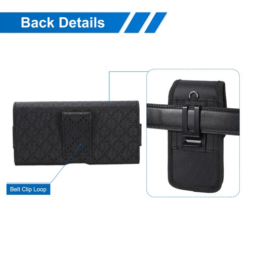 Téléphone Ceinture Support pour Pliable Écran Plaid Cuir Ceinture Pochette Noir - Photo 4 sur 7