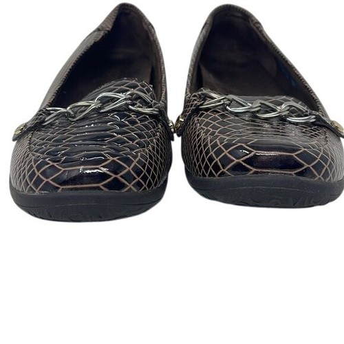 NUEVO Mocasines Orthaheel Vionic Alda Para Mujer Cuero Marrón Serpiente Cadena Cocodrilo, 8.5W - Imagen 2 de 10