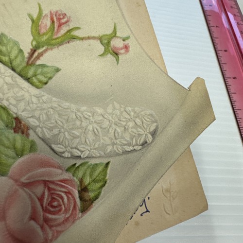 Vtg Wedding Card Mcm 1950s White floral High heels Shoe pump Harmony - Picture 5 of 14