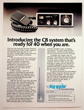 Hy-Gain CB Radio Magazine Ad 1976 Vintage Print 40-Channel Hellcat Antenna