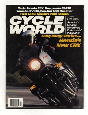 CYCLE WORLD JULY 1981-SUZUKI STARSHIP KATANA HONDA CBX HUSQVARNA 430CR CAN-AM - Image 1 of 4