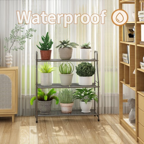Plant Stand Outdoor Indoor 3 Tier Metal Waterproof Plant Shelf for Living Roo... - Foto 4 di 6