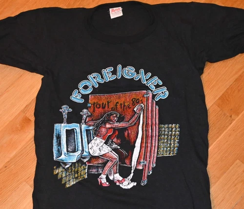 FOREIGNER rock band concert tour tee t-shirt S/M 1980s vintage concert t-shirt, vintage, single stitch, B+ condition