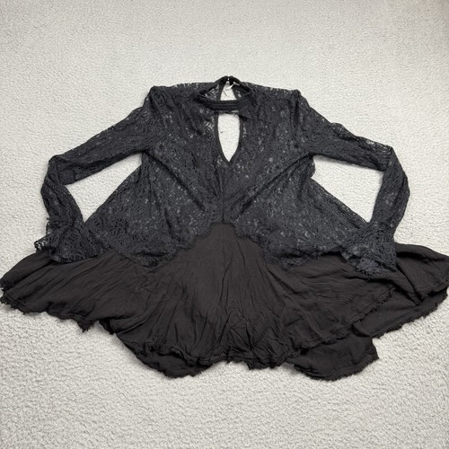 Free People Dress Womens Extra Small Black Tell Tale Tunic Whimsigoth Boho