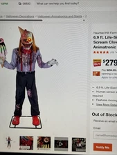 Haunted Hill Farm 6.5-Ft Animatronic I Scream Clown by Tekky, Halloween