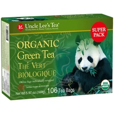 Uncle Lee's Organic Green Tea Bags, 106-Count Super Pack – Bright & 106 Count 