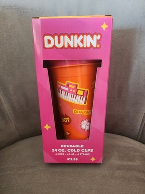 Dunkin Donuts Reusable 24oz cold cups Pack Of 4