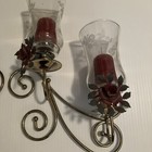 Vintage Set Of Brass Wall Candlestick Sconces With Globe Home Interiors 9”